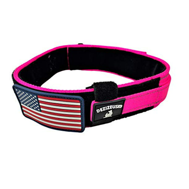 Dog Collar with Control Handle Quick Release Metal Buckle Heavy Duty Military Style 2 Width Nylon with USA Flag for Handling and Training Large Canine Male Or Female K9 